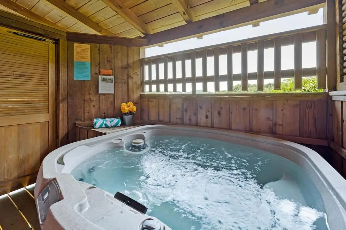 Location Smokies Log Cabin Hot Tub Fireplace - interior